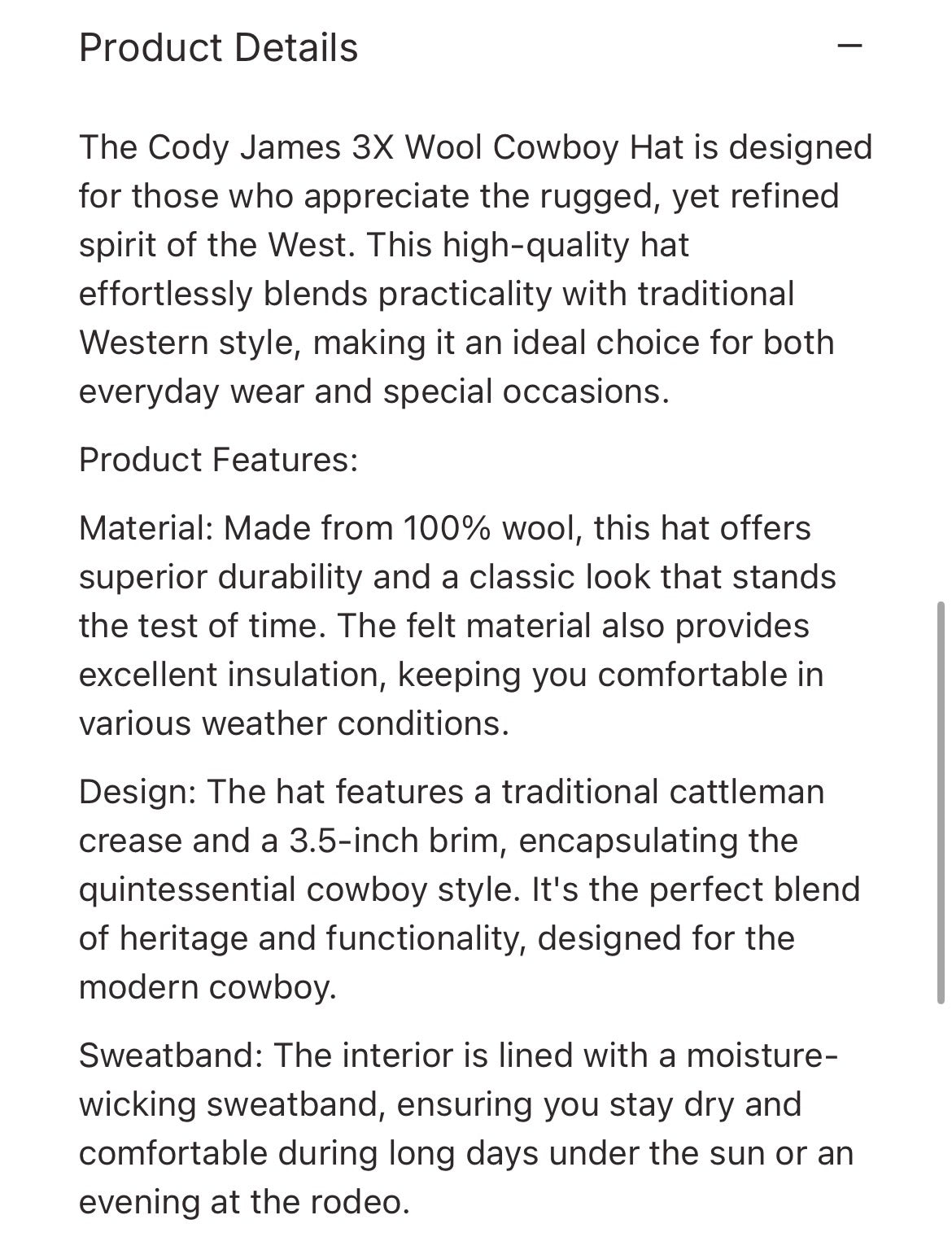 Cody James 100% Wool - 58cm
