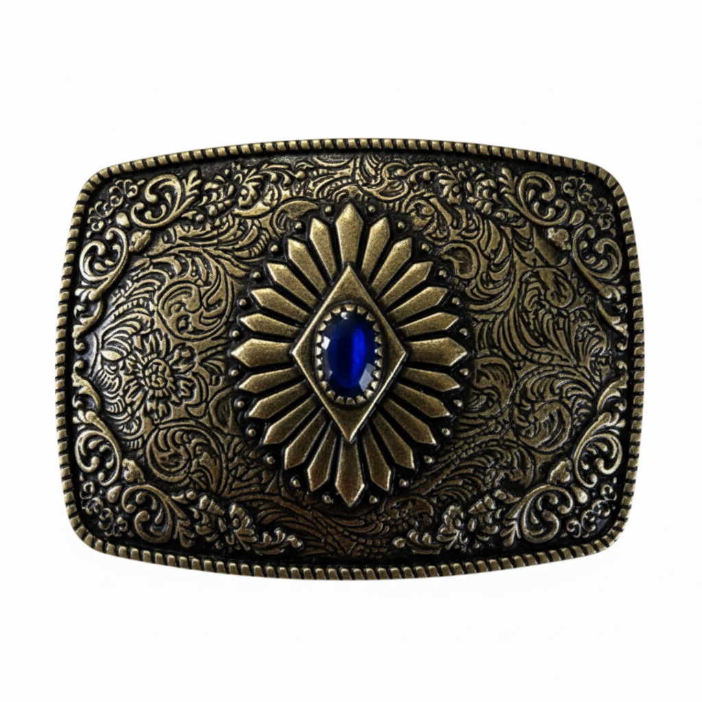 Rectangle Black Stone Pewter Gold Plated