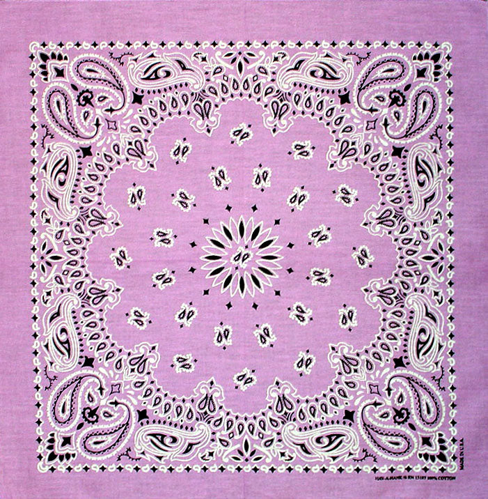 Lavender Paisley Bandannas, 100% cotton, Made in USA