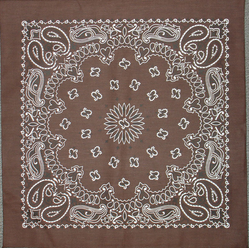 Cocoa Brown Paisley Bandannas, 100% cotton, Made in USA