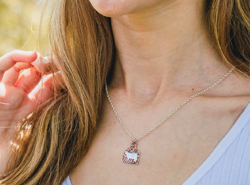 Argentium Silver Cow on Brass Cow Tag Pendant