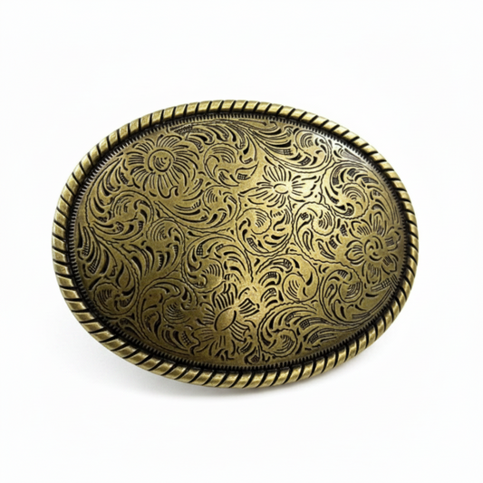 Oval Pewter Twirls Gold Plated