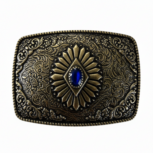 Rectangle Black Stone Pewter Gold Plated