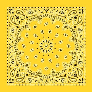Yellow Paisley Bandannas, 100% cotton, Made in USA