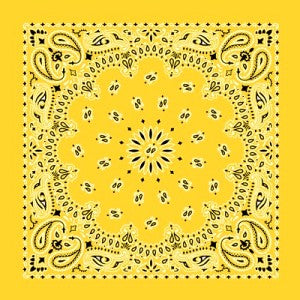 Yellow Paisley Bandannas, 100% cotton, Made in USA