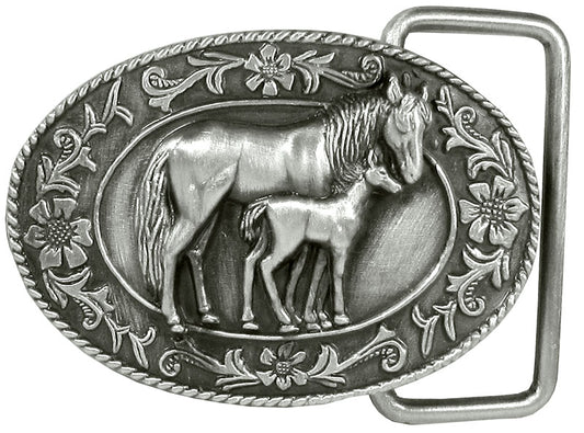G-4000 - Mare and Colt Belt Buckle
