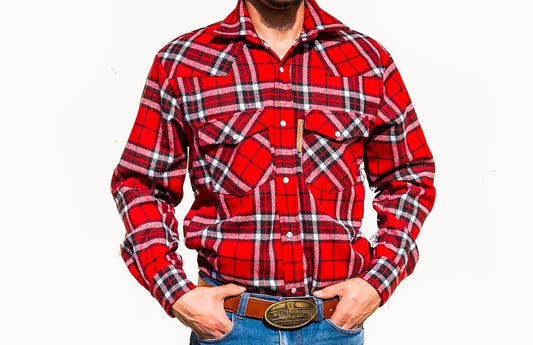 Red Check Western Winter Shirt Mens